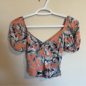 ISLAND TROTTERS Pink Floral Print Balloon Sleeve Shirt Women’s Size XS